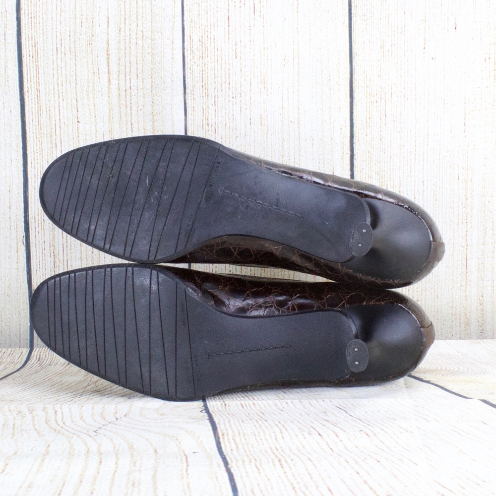 Stuart Weitzman Brown Loafer Leather Heels Size 9 - Picture 8 of 8
